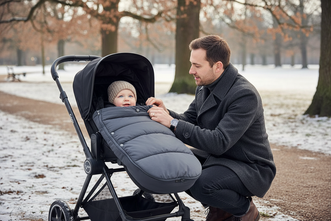 papa et bébé en balade en plein foret et bébé dans un chancel