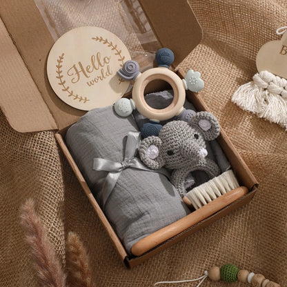 Coffret Cadeau Naissance Bébé - Hochet Dentition Bois Montessori