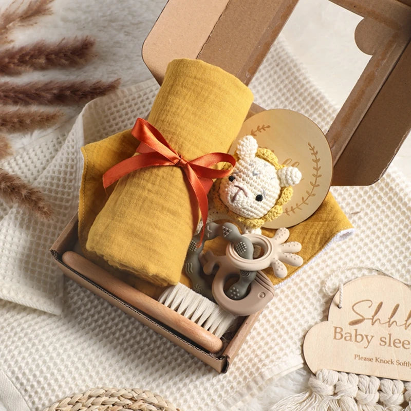 Coffret Cadeau Naissance Bébé - Hochet Dentition Bois Montessori