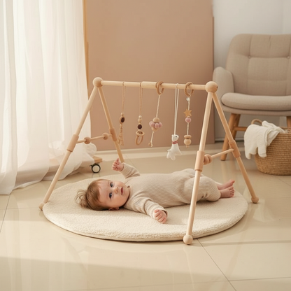 Arche d’Éveil en Bois Naturel – Jouet Montessori pour Bébé