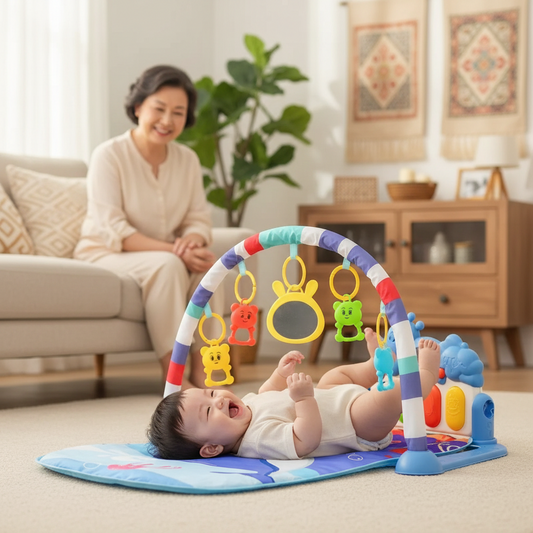 Tapis d’éveil musical avec piano lumineux et arches de jeux – Jouet interactif bébé - Nid’Éveil