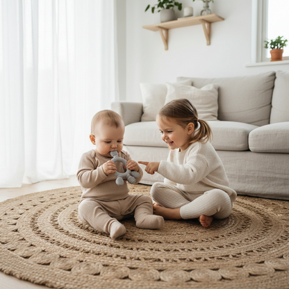 Anneau de dentition bébé en silicone alimentaire – Jouet sensoriel doux, soulage les gencives et favorise l’éveil - Nid’Éveil