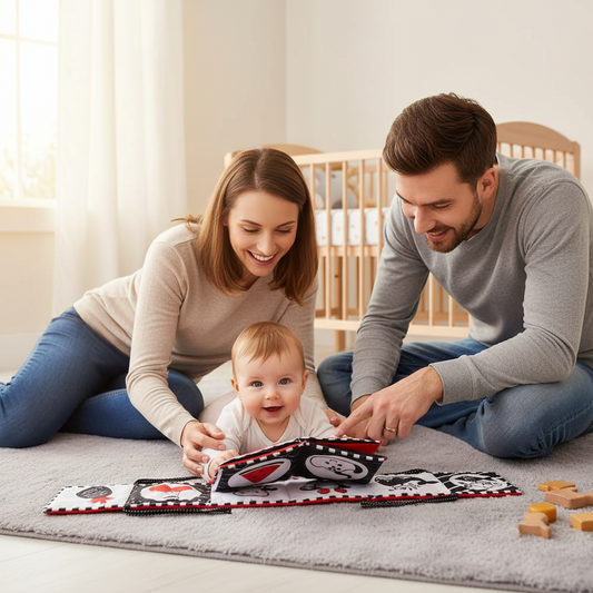 Livre sensoriel cadeau naissance - 7 thèmes éducatifs Montessori Nid'Éveil
