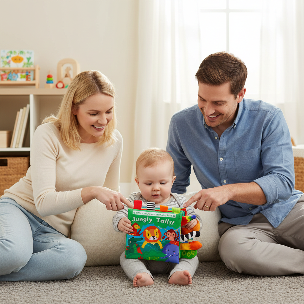 Livre Sensoriel Bébé Queues d'Animaux 3D - Éveil Tactile 0-18 Mois