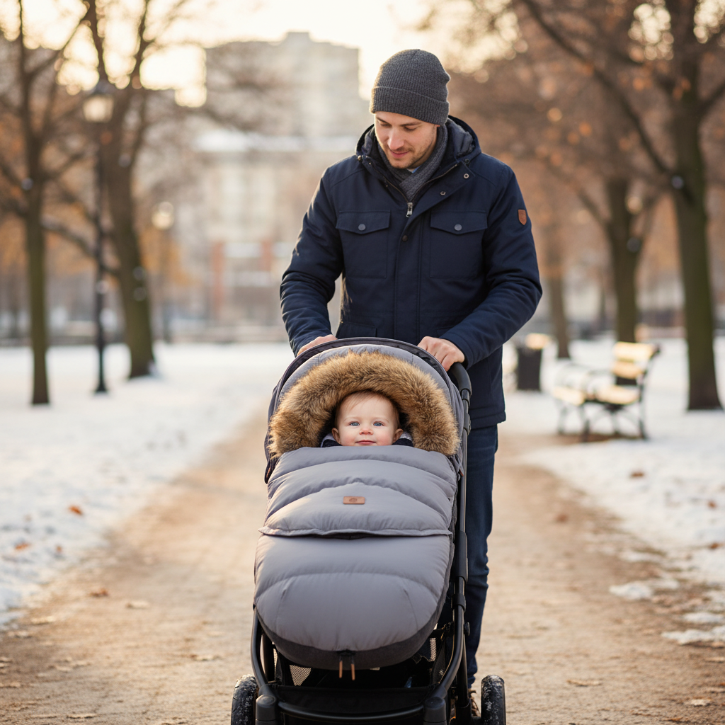 Promenade père-fils en hiver - met en avant la protection contre le froid