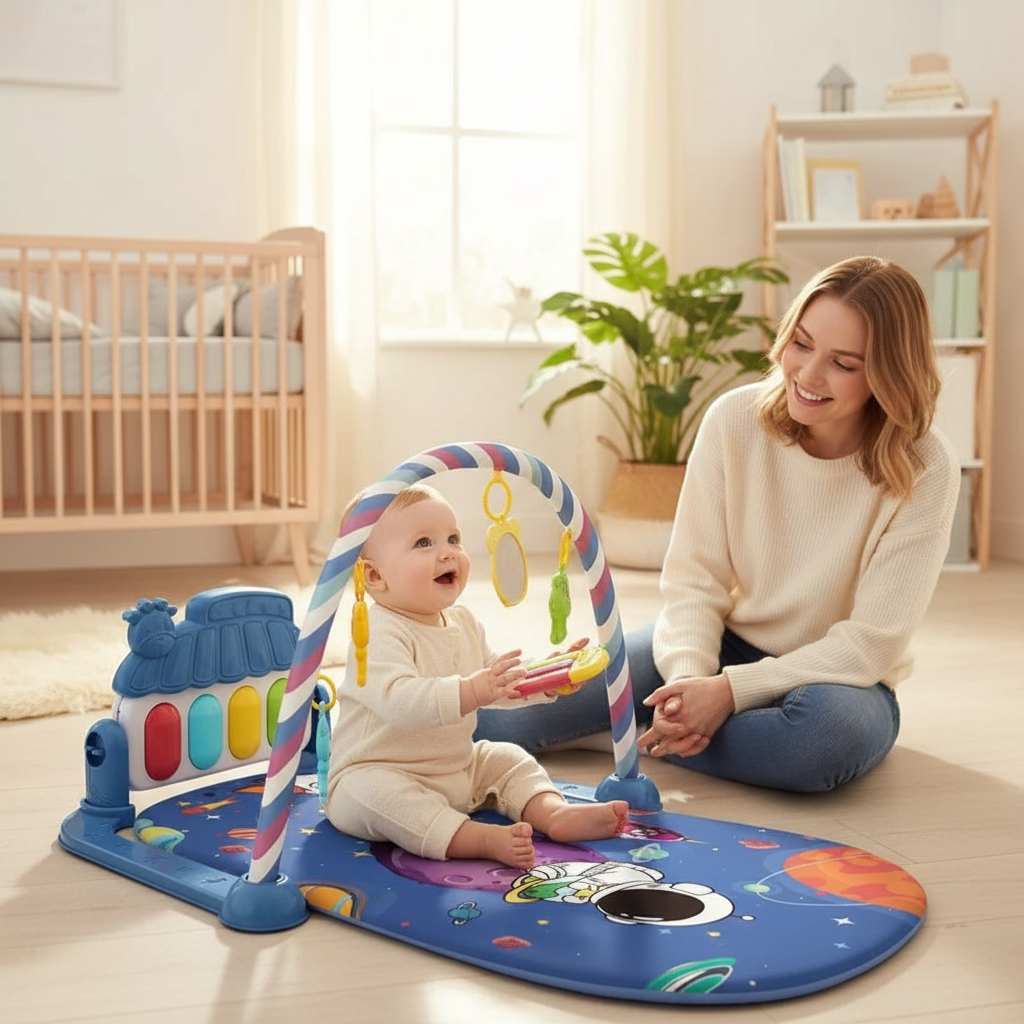 Tapis d’éveil musical avec piano lumineux et arches de jeux – Jouet interactif bébé - Nid’Éveil