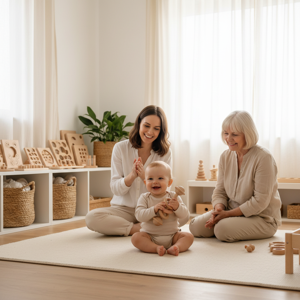 Hochet en bois de hêtre et silicone – Anneau de dentition bébé, jouet Montessori sensoriel - Nid’Éveil