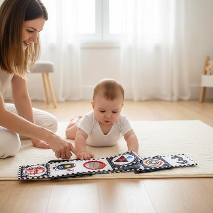 Livre sensoriel cadeau naissance - 7 thèmes éducatifs Montessori Nid'Éveil