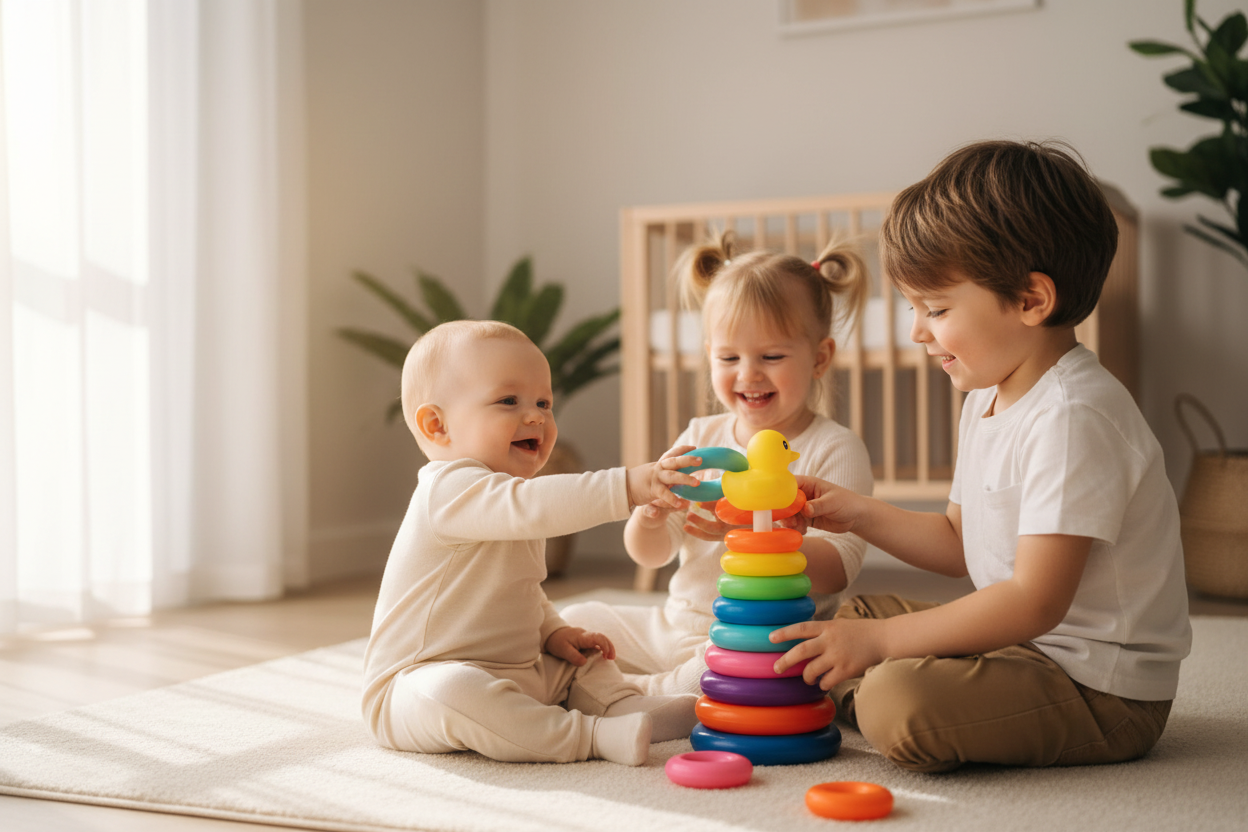 Anneaux empilables arc-en-ciel multicolores - jeu éducatif Montessori pour bébé 0-3 ans