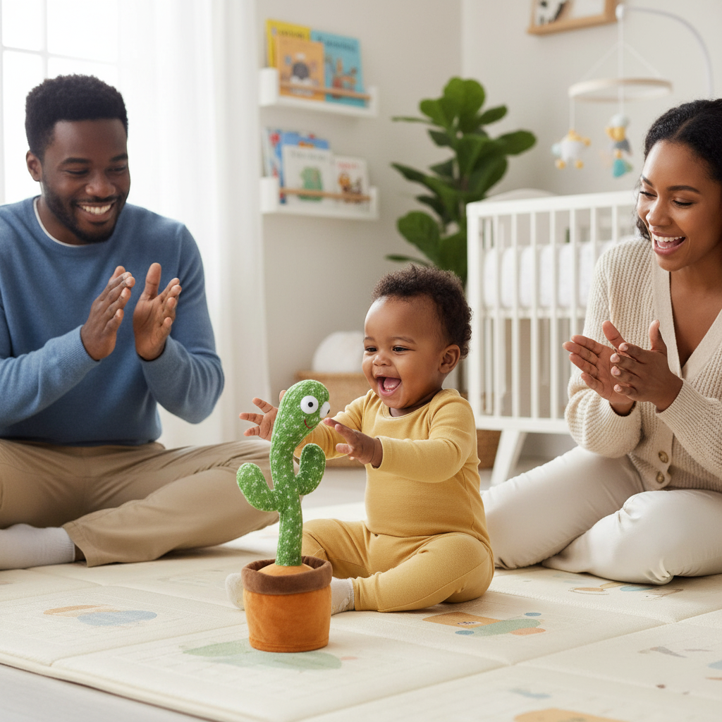 Cactus dansant musical LED parlant et répétant – Jouet interactif pour bébé et enfant - Nid’Éveil