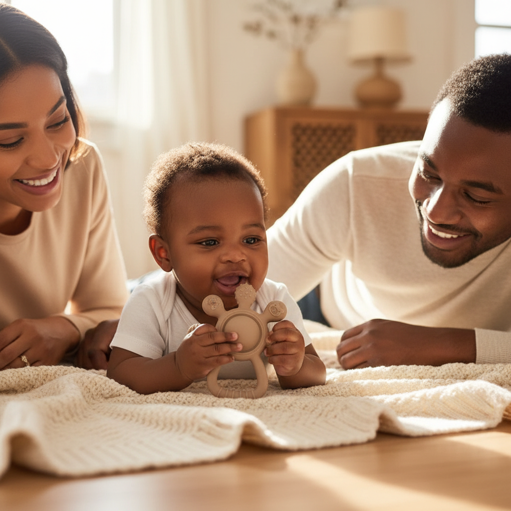 Anneau de Dentition en Silicone Souple – Jouet de Dentition Bébé Sensoriel et Sûr | Nid’Éveil - Nid’Éveil