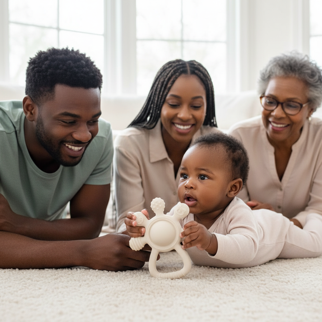 Anneau de Dentition en Silicone Souple – Jouet de Dentition Bébé Sensoriel et Sûr | Nid’Éveil - Nid’Éveil