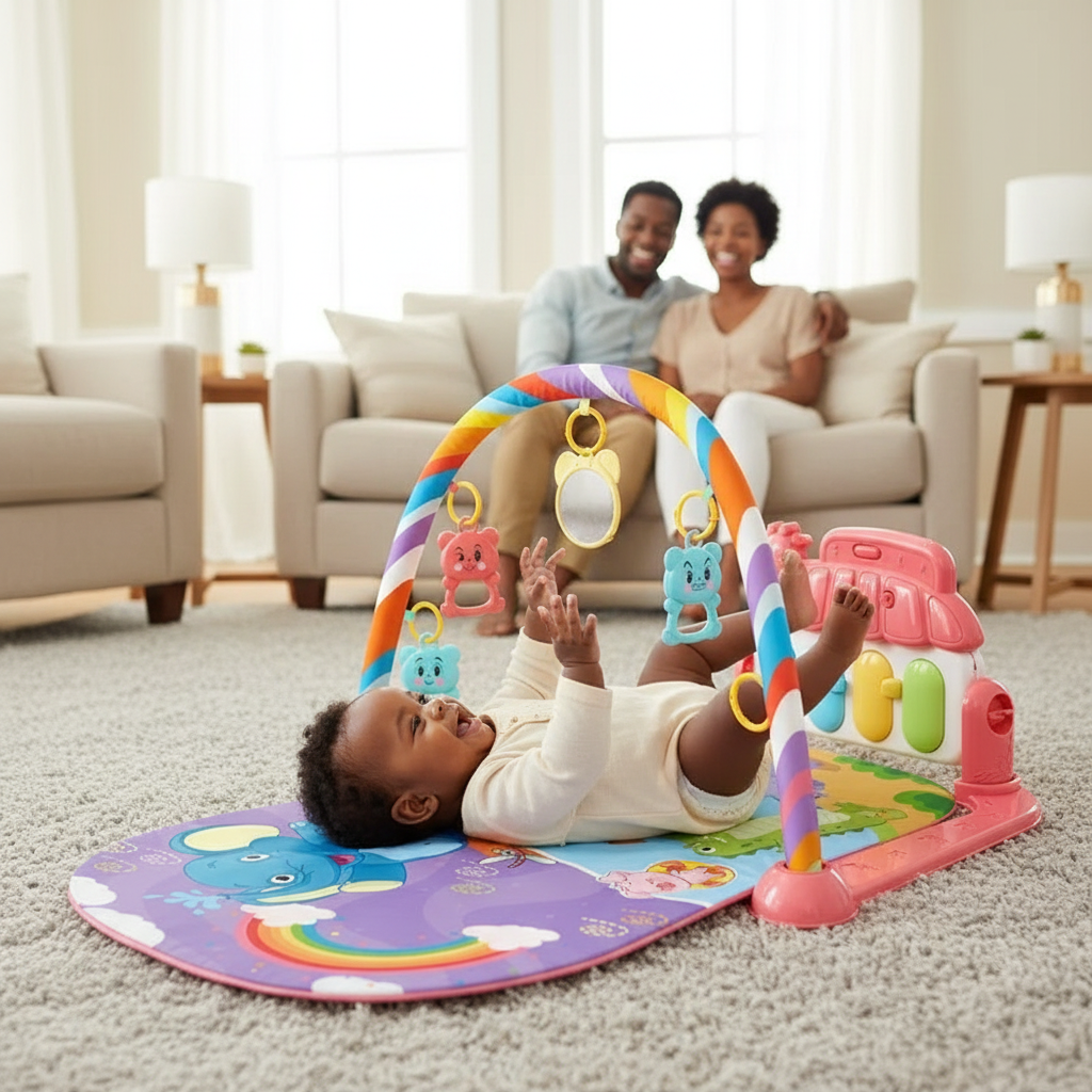 Tapis d’éveil musical avec piano lumineux et arches de jeux – Jouet interactif bébé - Nid’Éveil