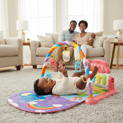 Tapis d’éveil musical avec piano lumineux et arches de jeux – Jouet interactif bébé - Nid’Éveil