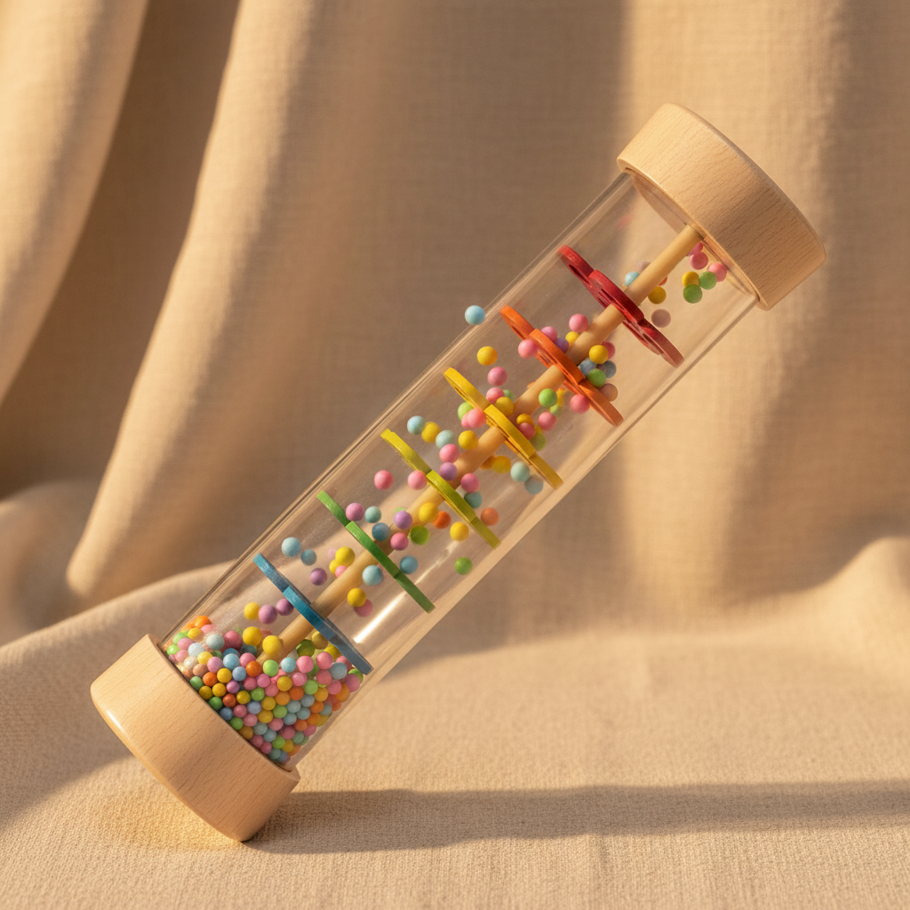 Bâton de pluie Montessori - perles colorées en cascade effet apaisant
