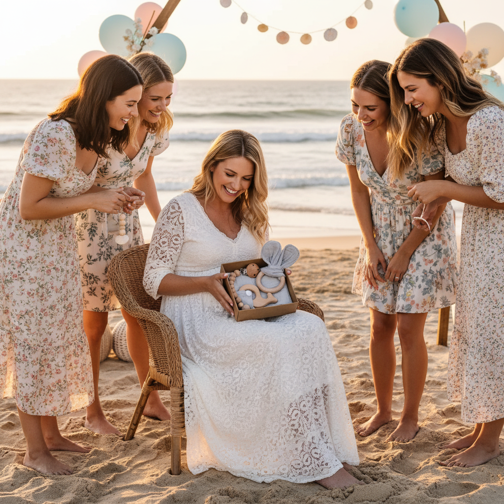 Coffret Cadeau Naissance Bébé - Hochet Bois et Mousseline Montessori