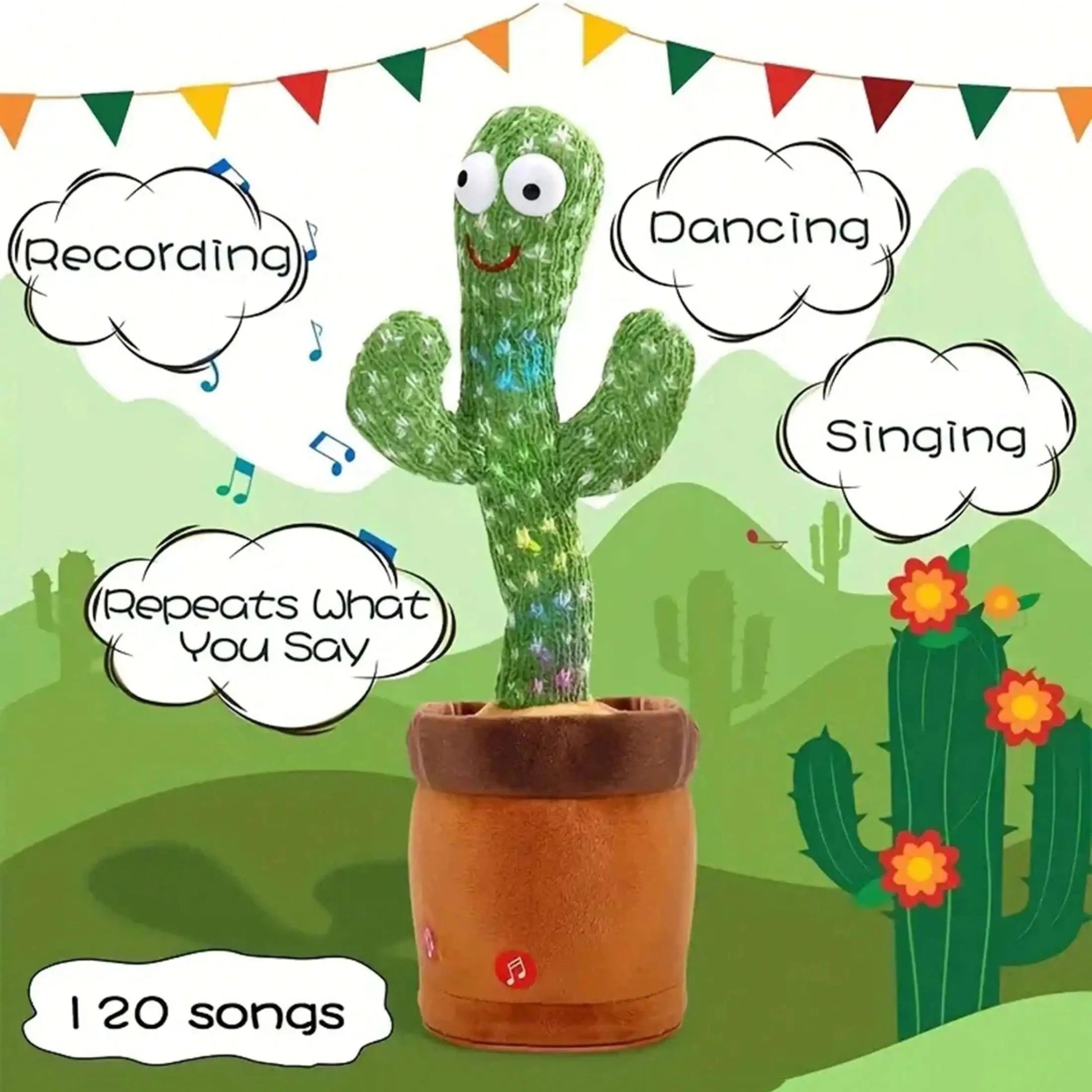 Cactus dansant musical LED parlant et répétant – Jouet interactif pour bébé et enfant - Nid’Éveil