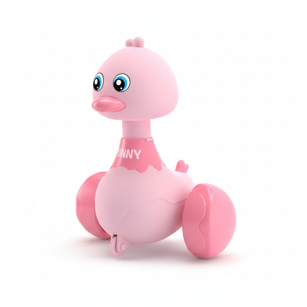 Canard à roulettes rose - Jouet à pousser bébé fille - Développement moteur
