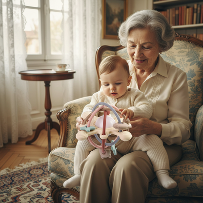 Jouet d'éveil Montessori pour bébé - Hochet anneau de dentition sans BPA