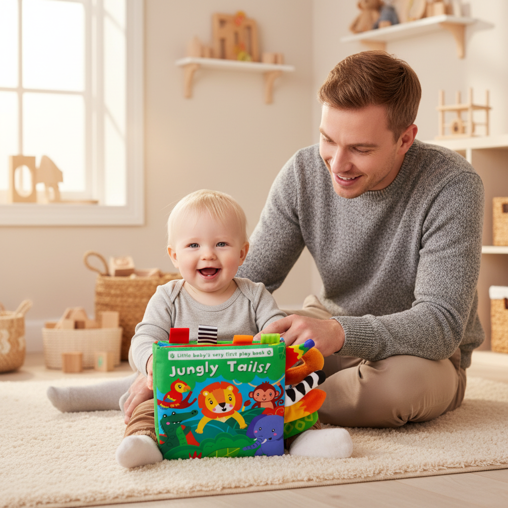 Livre Sensoriel Bébé Queues d'Animaux 3D - Éveil Tactile 0-18 Mois