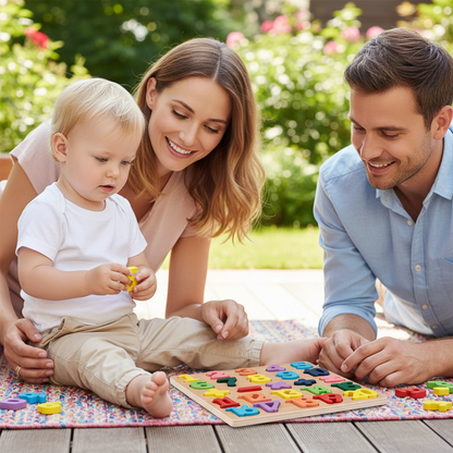 Puzzle éducatif en bois Alphabet et Chiffres – Apprentissage ludique et coloré pour enfants - Nid’Éveil