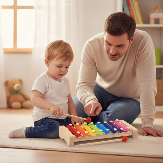 Xylophone Éveil Bébé en Bois Arc - en - Ciel – Jouet Musical Éducatif et Sensoriel - Nid’Éveil
