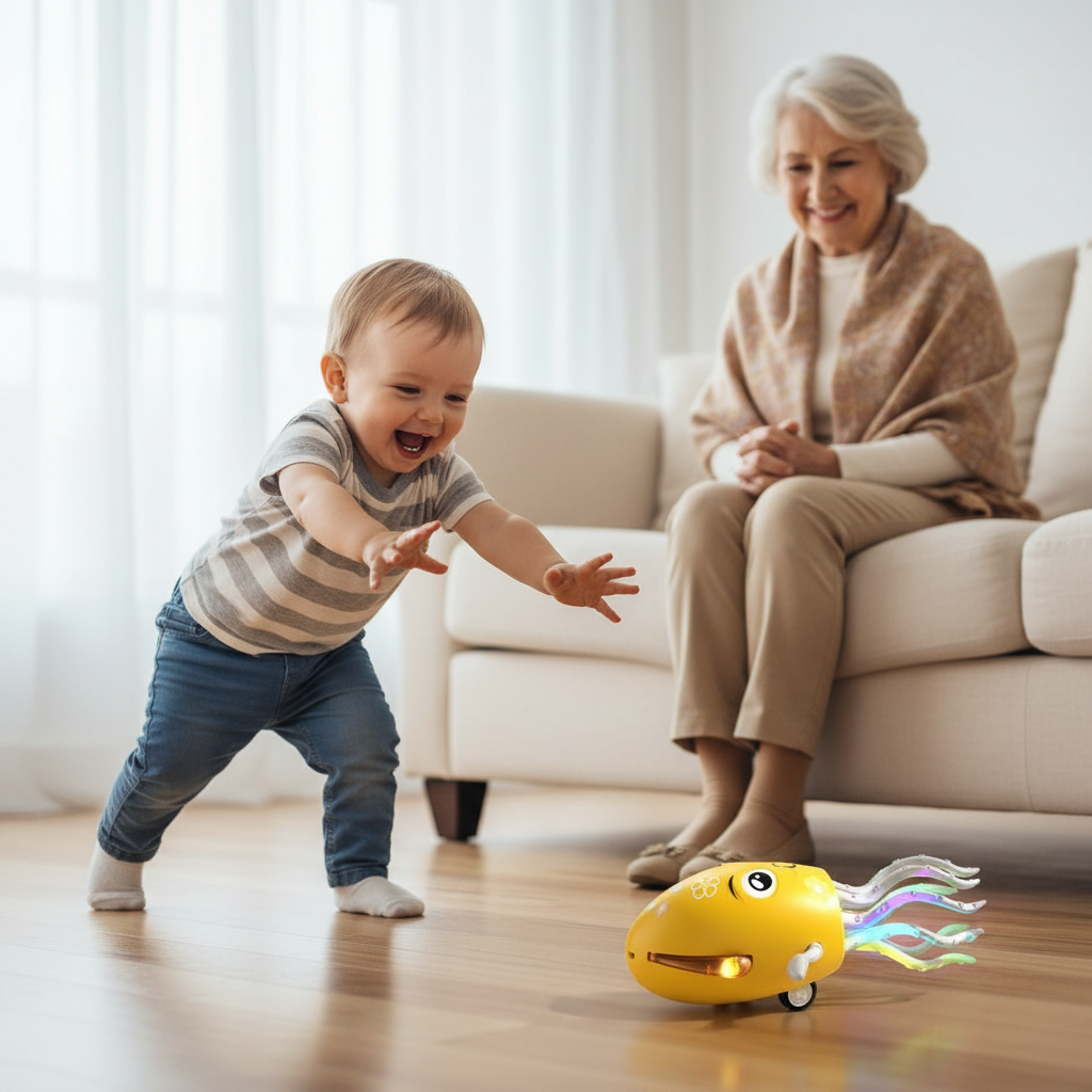Poulpe dansant lumineux et musical pour bébé – Jouet interactif avec LED - Nid’Éveil