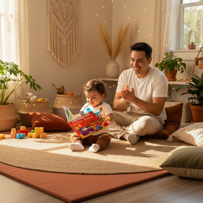 Livre sensoriel bébé en tissu avec queues d'animaux 3D pour 0-18 mois. Stimule éveil tactile, motricité fine et reconnaissance visuelle. 4 thèmes disponibles : Jungle, Ferme, Cirque, Océan. Tissu doux résistant aux déchirures, mordillable sans danger. 8 pages colorées avec textures variées. Certifié CE, lavable en machine. Parfait pour développement sensoriel et moments parent-enfant.
