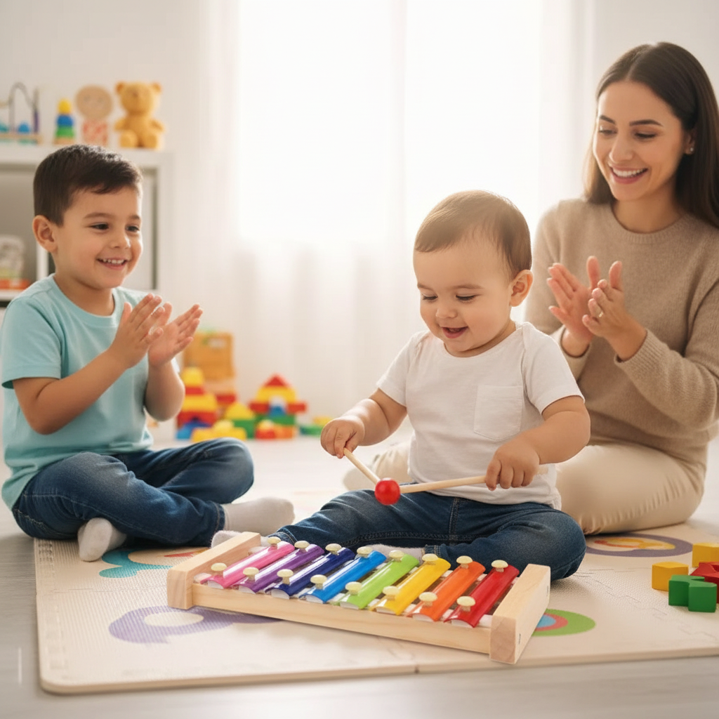 Xylophone Éveil Bébé en Bois Arc - en - Ciel – Jouet Musical Éducatif et Sensoriel - Nid’Éveil