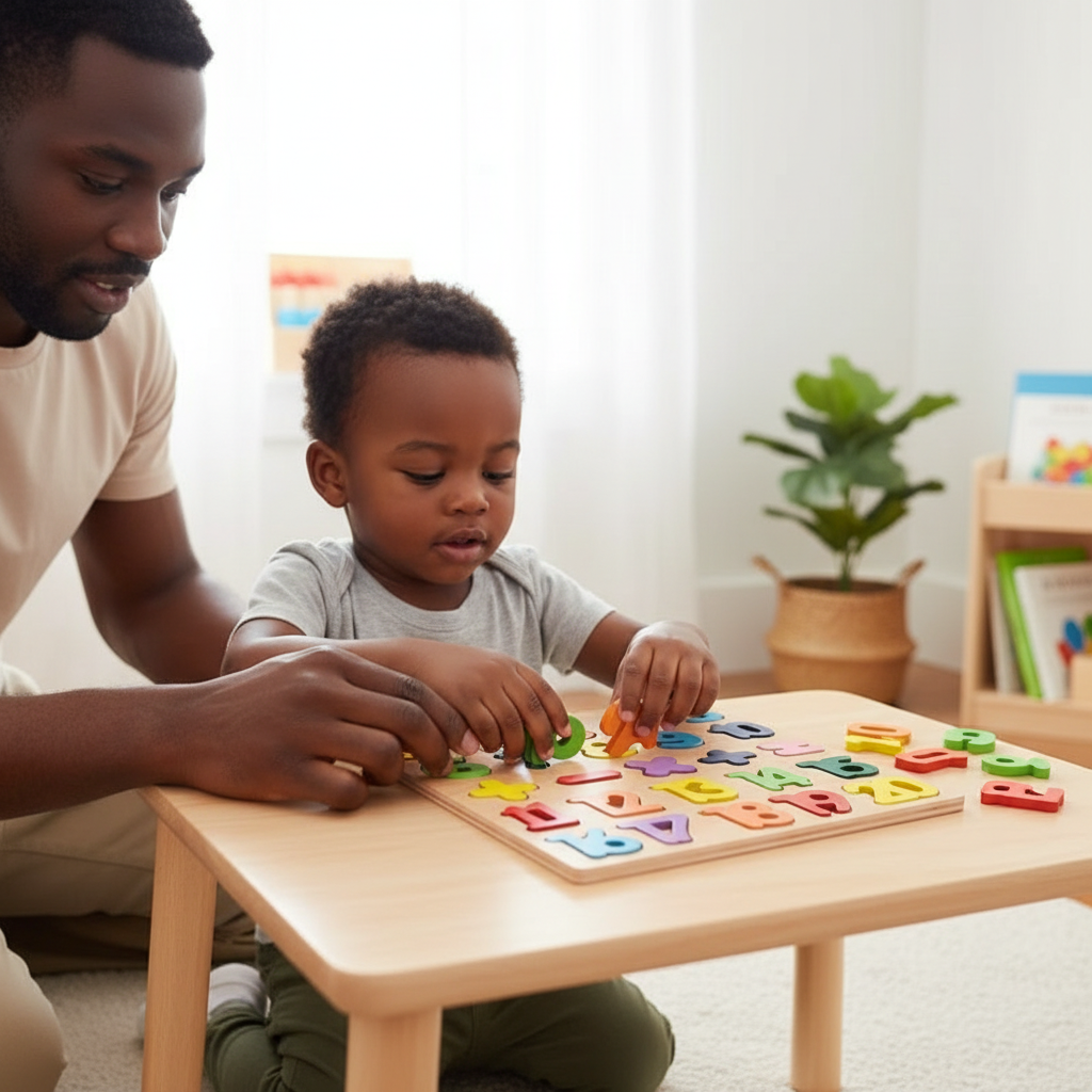 Puzzle éducatif en bois Alphabet et Chiffres – Apprentissage ludique et coloré pour enfants - Nid’Éveil