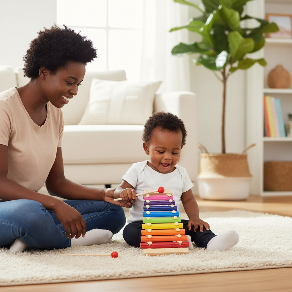 Xylophone Éveil Bébé en Bois Arc - en - Ciel – Jouet Musical Éducatif et Sensoriel - Nid’Éveil