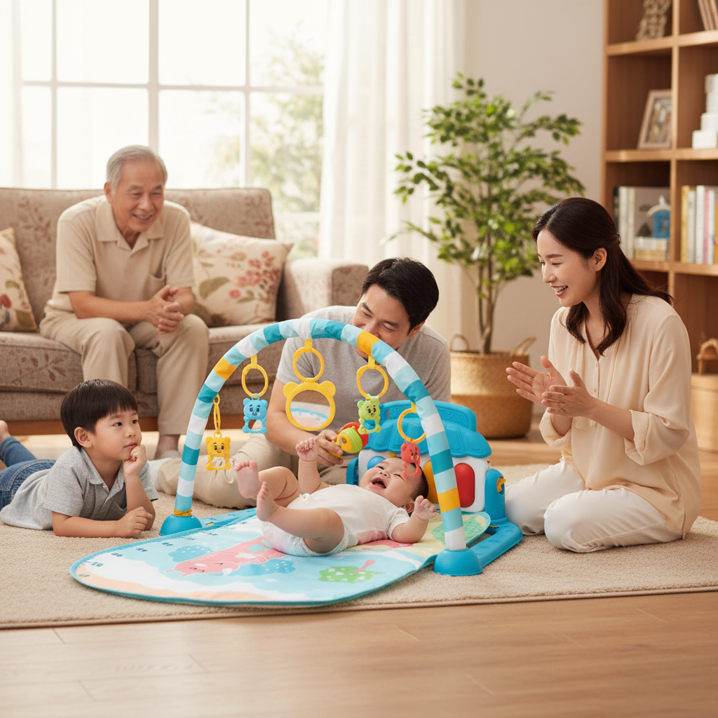 Tapis d’éveil musical avec piano lumineux et arches de jeux – Jouet interactif bébé - Nid’Éveil