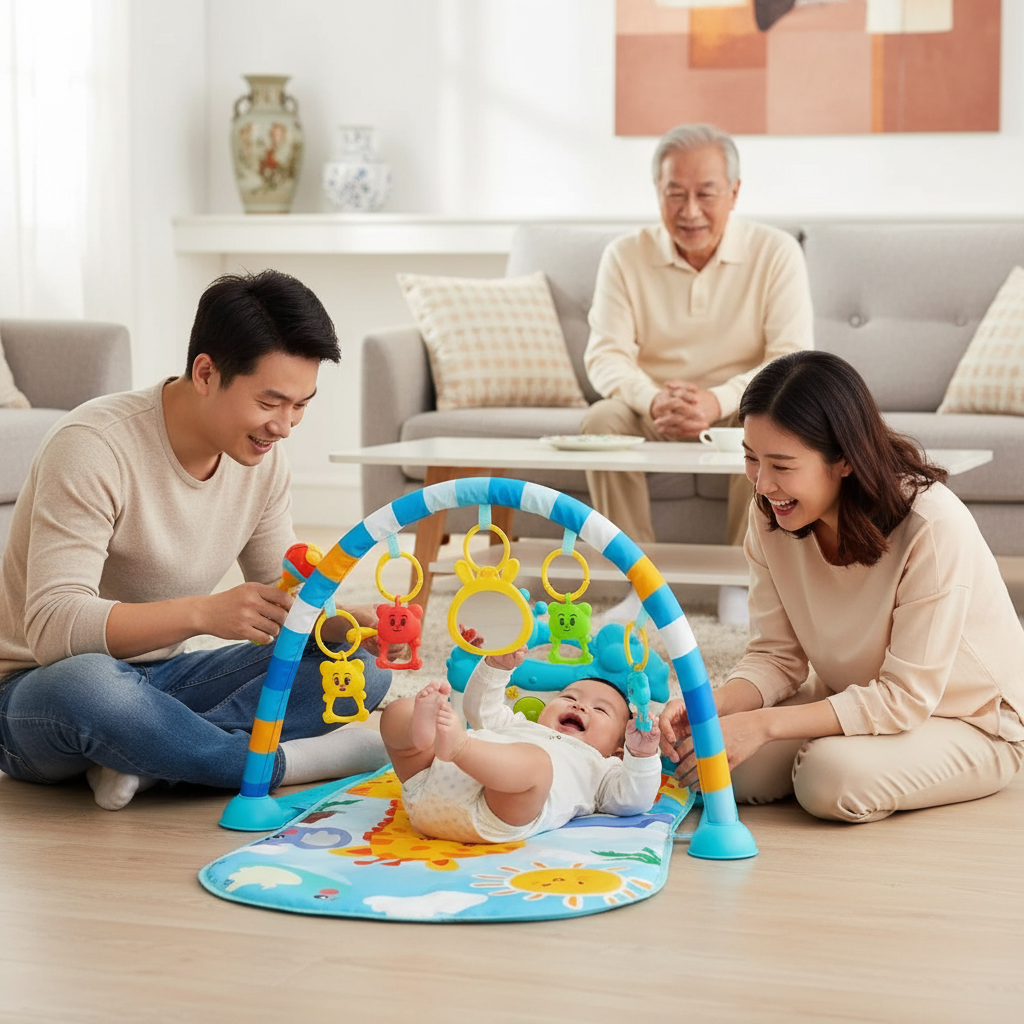 Tapis d’éveil musical avec piano lumineux et arches de jeux – Jouet interactif bébé - Nid’Éveil