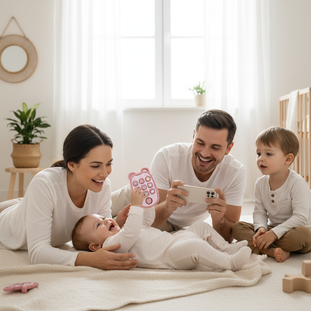 Téléphone éducatif en silicone pour bébé – Jouet d’éveil musical et sensoriel - Nid’Éveil