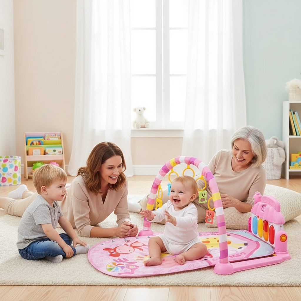 Tapis d’éveil musical avec piano lumineux et arches de jeux – Jouet interactif bébé - Nid’Éveil