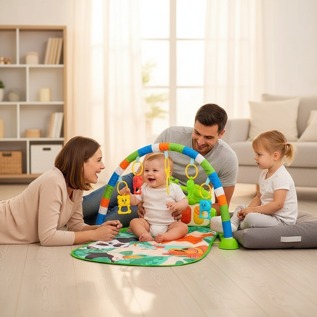 Tapis d’éveil musical avec piano lumineux et arches de jeux – Jouet interactif bébé - Nid’Éveil