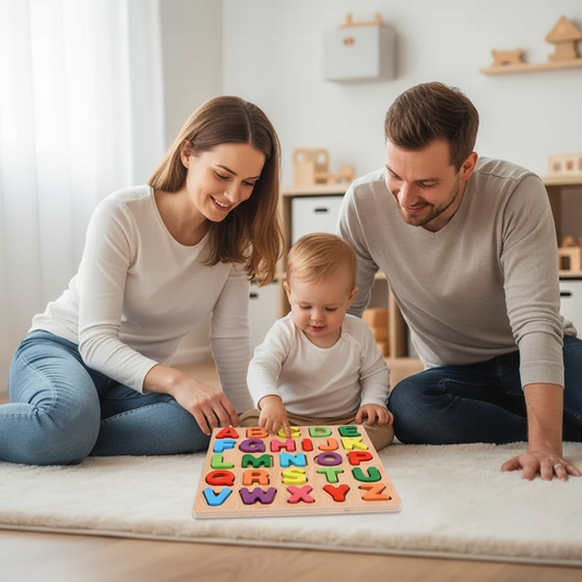 Puzzle éducatif en bois Alphabet et Chiffres – Apprentissage ludique et coloré pour enfants - Nid’Éveil