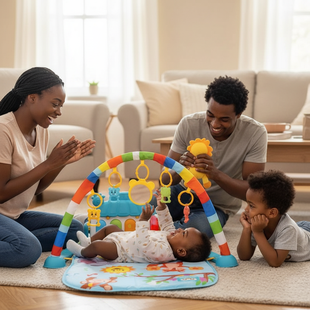 Tapis d’éveil musical avec piano lumineux et arches de jeux – Jouet interactif bébé - Nid’Éveil
