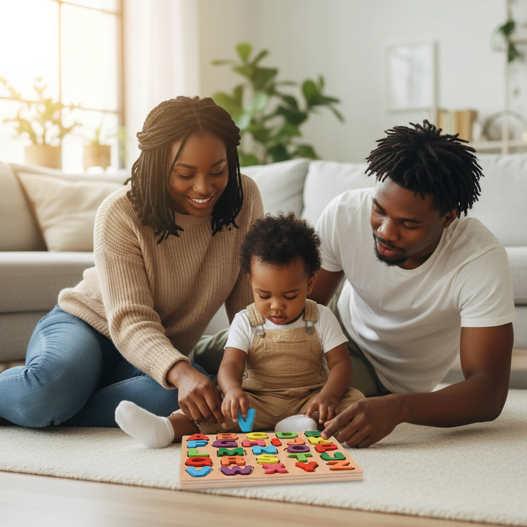 Puzzle éducatif en bois Alphabet et Chiffres – Apprentissage ludique et coloré pour enfants - Nid’Éveil