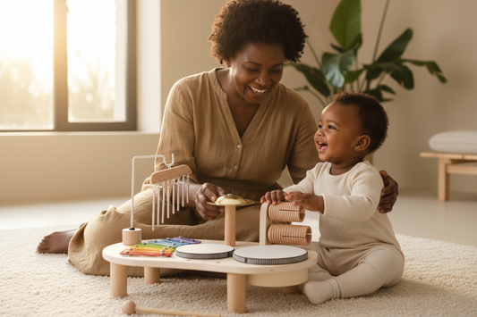 Table Musicale Montessori en Bois - Jouet d'Éveil Musical Bébé 18 Mois