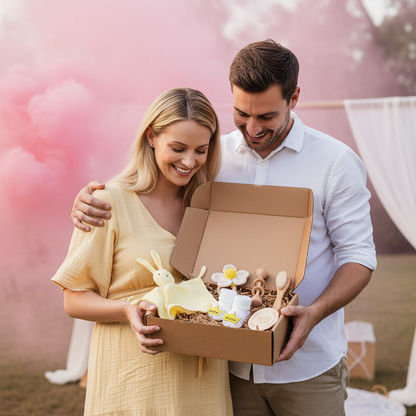 Cadeau congé maternité - Coffret naissance Nid'Éveil avec doudou fleur et accessoires bébé Montessori