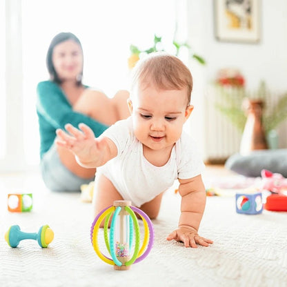 Hochet bébé en bois et silicone – Jouet d’éveil sensoriel avec billes colorées, facile à saisir - Nid’Éveil