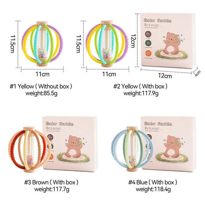 Hochet bébé en bois et silicone – Jouet d’éveil sensoriel avec billes colorées, facile à saisir - Nid’Éveil