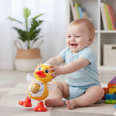 Canard Dansant Électrique et Lumineux – Jouet Musical d’Éveil Bébé - Nid’Éveil