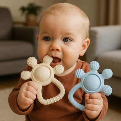 Anneau de Dentition en Silicone Souple – Jouet de Dentition Bébé Sensoriel et Sûr | Nid’Éveil