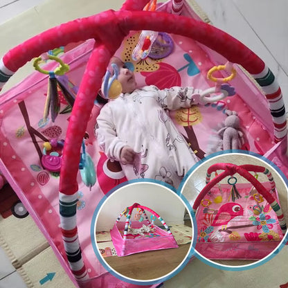 Tapis d’éveil évolutif avec arches et jouets suspendus – Aire de jeu bébé sans balles - Nid’Éveil
