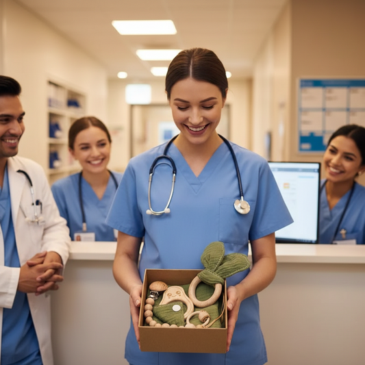 Coffret Cadeau Naissance Bébé - Hochet Bois et Mousseline Montessori