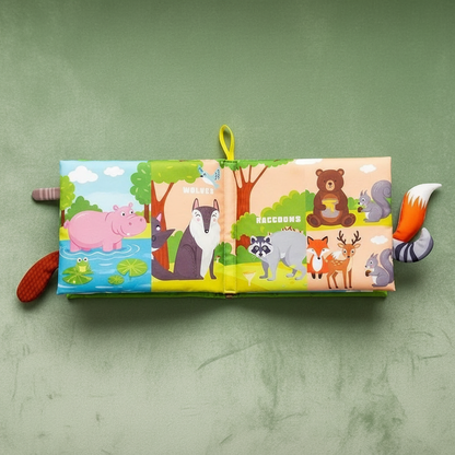 Livre sensoriel bébé en tissu avec animaux marins - pieuvre, requin et crabe colorés