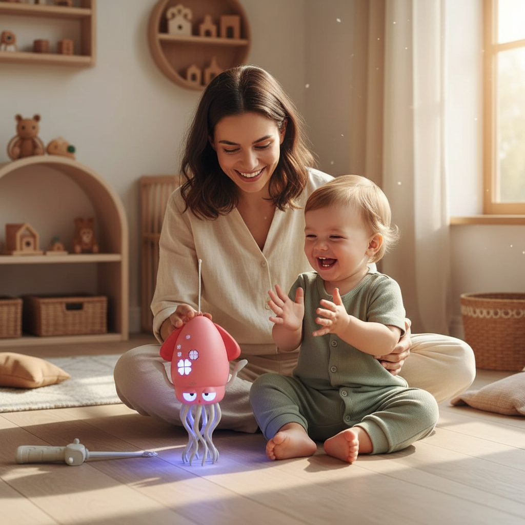Poulpe dansant lumineux et musical pour bébé – Jouet interactif avec LED - Nid’Éveil