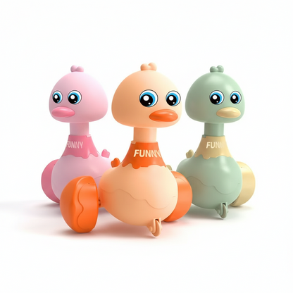 Pack trio canards à roulettes rose jaune vert - Lot 3 jouets d'éveil bébé
